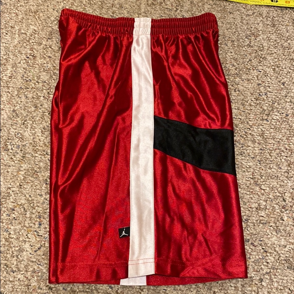 Jordan Kids Red and Black Athletic Shorts; Sz L